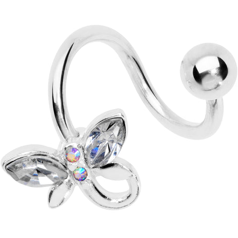 Clear Aurora Gem Loop Butterfly Spiral Twister Belly Ring