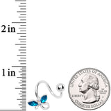 Aqua Aurora Gem Loop Butterfly Spiral Twister Belly Ring