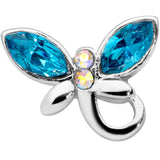 18G 3/8 Aqua Aurora Gem Loop Butterfly Nose Hoop