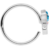 18G 3/8 Aqua Aurora Gem Loop Butterfly Nose Hoop
