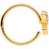 18G 3/8 Clear Aurora Gem Gold Tone Loop Butterfly Nose Hoop