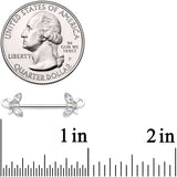 14G 1/2 Clear Aurora Gem Loop Butterfly Barbell Nipple Ring Set