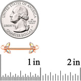 14G 1/2 Aurora Gem Rose Gold Tone Loop Butterfly Nipple Ring Set