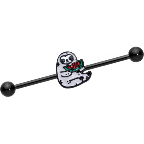 14G Black Watermelon Sloth Industrial Barbell 38mm