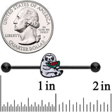 14G Black Watermelon Sloth Industrial Barbell 38mm