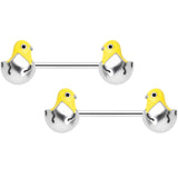 14G 9/16 Hatching Easter Chick Barbell Nipple Ring Set