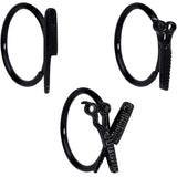 18G 3/8 Black Scissors Comb Hair Nose Hoop Set of 3
