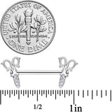 14G 9/16 Clear Gem Elegant Scissors Barbell Nipple Ring Set