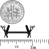 14G 9/16 Black Scissors Comb Barbell Nipple Ring Set