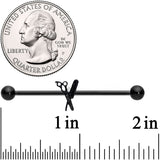 14G Black Scissors Comb Industrial Barbell 38mm