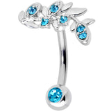 Aqua Gem Leaf Branch Belly Ring