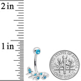 Aqua Gem Leaf Branch Belly Ring