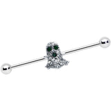 14G Clear Black Gem Scary Ghost Halloween Industrial Barbell 38mm