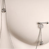 14G 9/16 Creepy Crawly Spider Web Halloween Nipple Chain Necklace