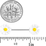 14G 5/8 White Flower Barbell Nipple Ring Set