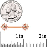 14G 9/16 Clear Gem Rose Gold Tone Evening Star Nipple Ring Set