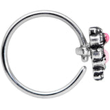 20G 5/16 Black Gem Pink Orb Owl Nose Hoop