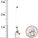 Clear Bioplast Lollipop Ghost Halloween Dangle Pregnancy Belly Ring