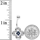 Clear Blue Gem Stylized Deco Cross Belly Ring