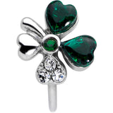 20G 5/16 Clear Green Gem Shamrock St Patricks Day Nose Hoop