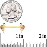 14G 9/16 Pink Gem Gold Tone Fashion Flamingo Nipple Ring Set