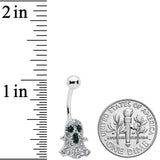 Clear Black Gem Halloween Scary Ghost Belly Ring