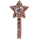 20G 7mm Clear Gem Rose Gold Hue Starry Faux Hoop L Shape Nose Ring