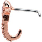 20G 7mm Clear Gem Rose Gold Hue Starry Faux Hoop L Shape Nose Ring