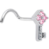 20G 7mm Pink Gem Open Key Left Nose Screw