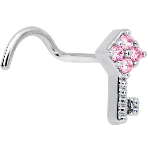 20G 7mm Pink Gem Open Key Left Nose Screw