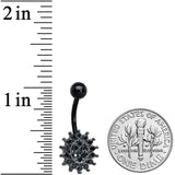 Black Gem Black Oval Gothic Sunburst Belly Ring