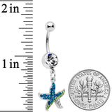 Clear Blue Green Gem Glam Starfish Dangle Belly Ring