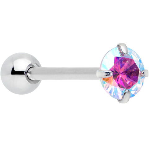 Aurora CZ Gem Round Top Barbell Tongue Ring