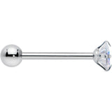 Aurora CZ Gem Round Top Barbell Tongue Ring