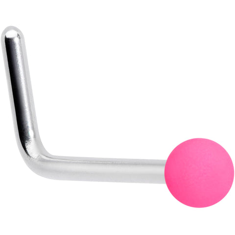 20G 7mm Pink Matte 2mm L Shaped Nose Ring