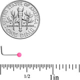 20G 7mm Pink Matte 2mm L Shaped Nose Ring