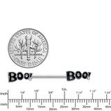 14G 5/8 Clear Gem Black Boo Halloween Barbell Nipple Ring Set