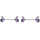14G 5/8 Purple Witch Halloween Barbell Nipple Ring Set