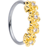 20G 5/16 Clear CZ Gem Gold Tone Flowers Nose Hoop