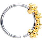 20G 5/16 Clear CZ Gem Gold Tone Flowers Nose Hoop