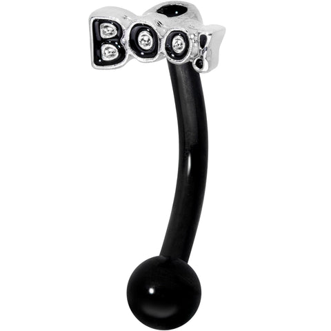 14G 5/16 Black Boo Halloween Curved Eyebrow Ring