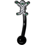 14G 5/16 Black Green Mummy Halloween Curved Eyebrow Ring