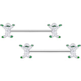 14G 5/8 Green Mummy Halloween Barbell Nipple Ring Set
