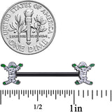 14G 5/8 Black Green Mummy Halloween Barbell Nipple Ring Set