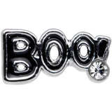 20G 1/4 Clear Gem Black Boo Halloween Nose Bone