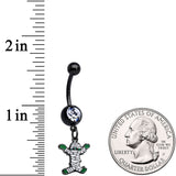 Clear Gem Black Green Mummy Halloween Dangle Belly Ring