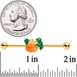 14G Gold Tone Autumn Pumpkin Halloween Industrial Barbell 38mm