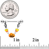 14G 13/16 Candy Corn Pumpkin Halloween Dangle Nipple Ring Set