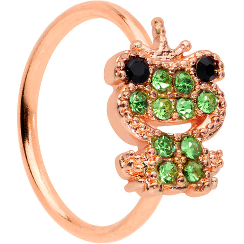 20G 5/16 Green Gem Rose Gold Tone Royal Frog Nose Hoop