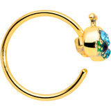 20G 5/16 Aqua Gem Gold Tone Water Whale Nose Hoop